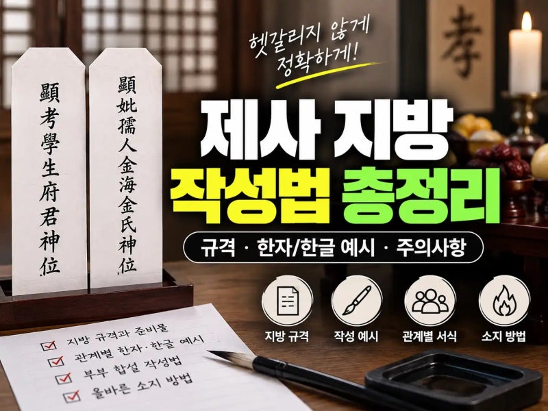 제사 지방 쓰는 법! 부모·조부모 손쉽게 따라 하는 한자 및 한글 서식