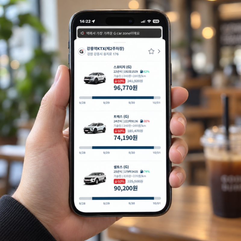 강릉렌트카 강릉역 렌트카 G car 대여 예약 방법