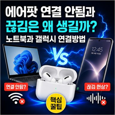 에어팟 연결 안됨과 끊김은 왜 생길까? 노트북과 갤럭시 연결방법