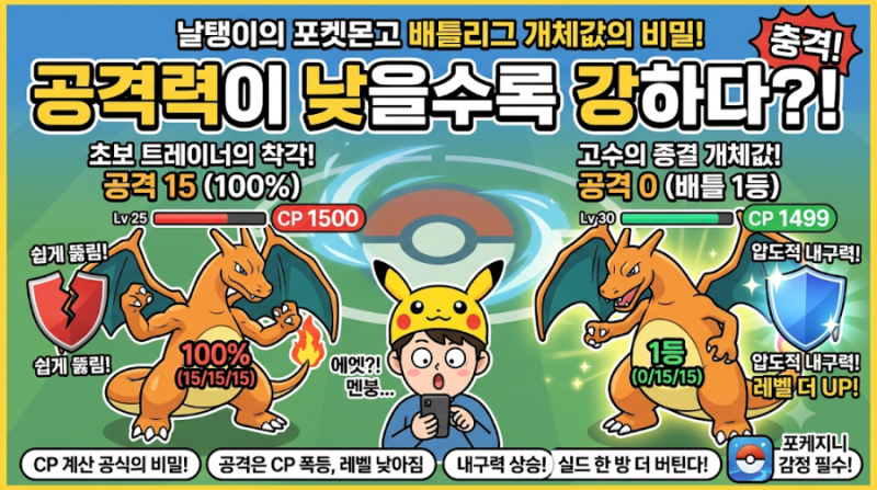 포켓몬고 배틀리그는 왜 공격 0이 종결일까? 개체값의 비밀 완벽 정리