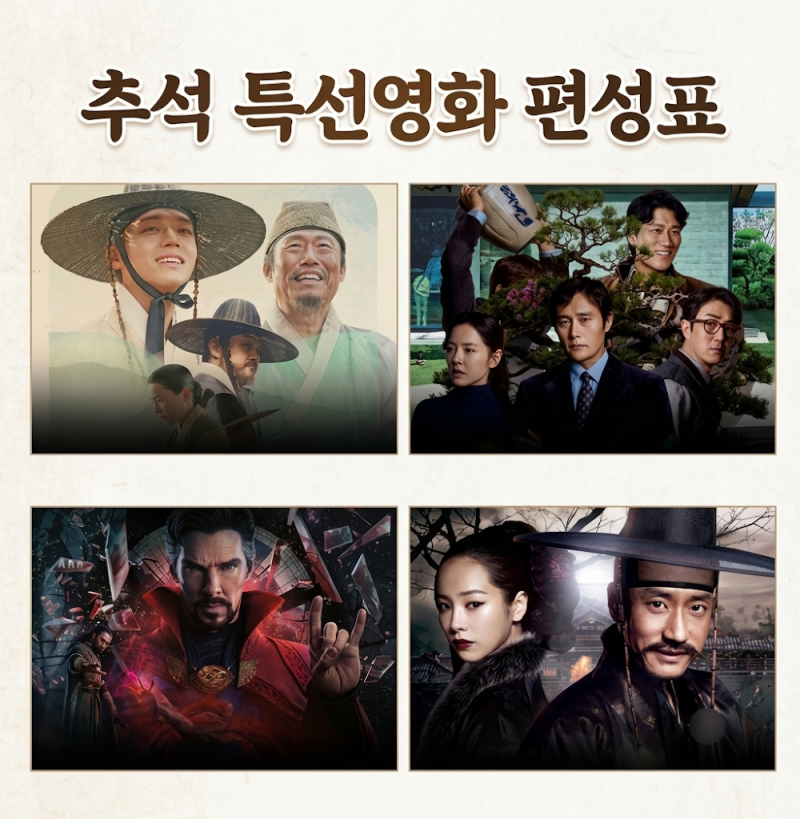 2026 추석 특선영화 편성표 1692만 ‘왕과 사는 남자’부터 ‘어쩔수가없다 확장판’까지 뭐 ....
