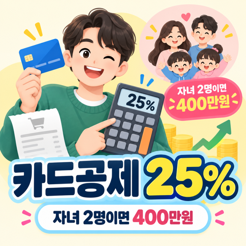 연말정산 소득공제 카드 25% 넘겼나요? 2026년 자녀 2명이면 한도 400만원