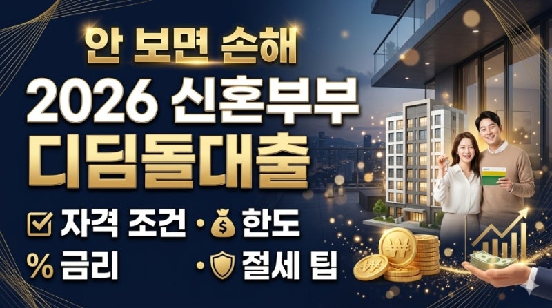 안 보면 손해 2026 신혼부부 디딤돌대출 자격 조건 한도 금리 절세 팁