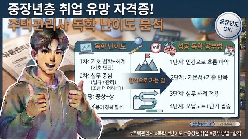 중장년층 취업 유망 자격증, 주택관리사 독학 난이도 분석