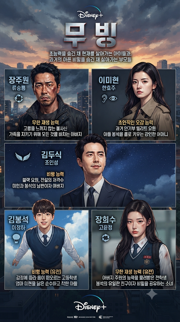 무빙 출연진 근황 류승룡·한효주·조인성·이정하·고윤정, 지금은?