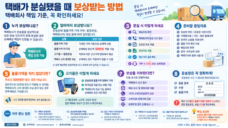 택배가 분실됐을 때 보상받는 방법｜택배회사 책임 기준
