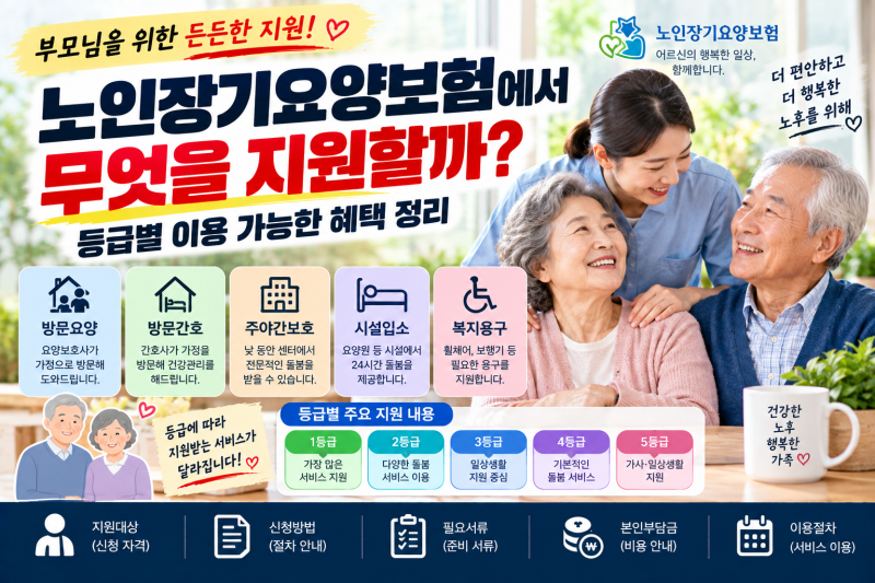 노인장기요양보험에서 무엇을 지원할까?｜등급별 이용 가능한 혜택 정리