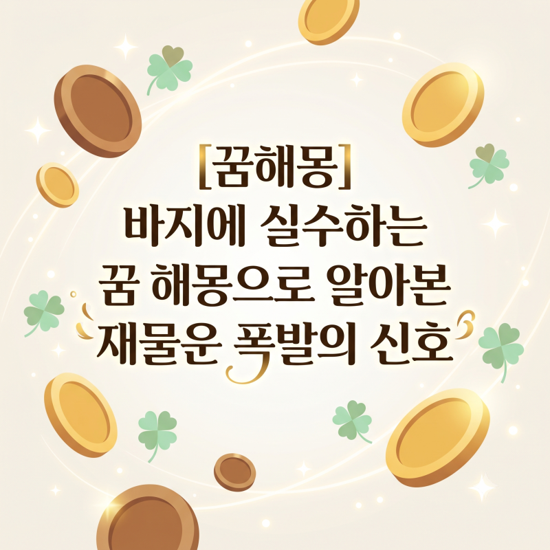[꿈해몽] "바지에 실수하는 꿈, 해몽으로 알아본 재물운 폭발의 신호"똥 싸는 꿈 해몽 총정리