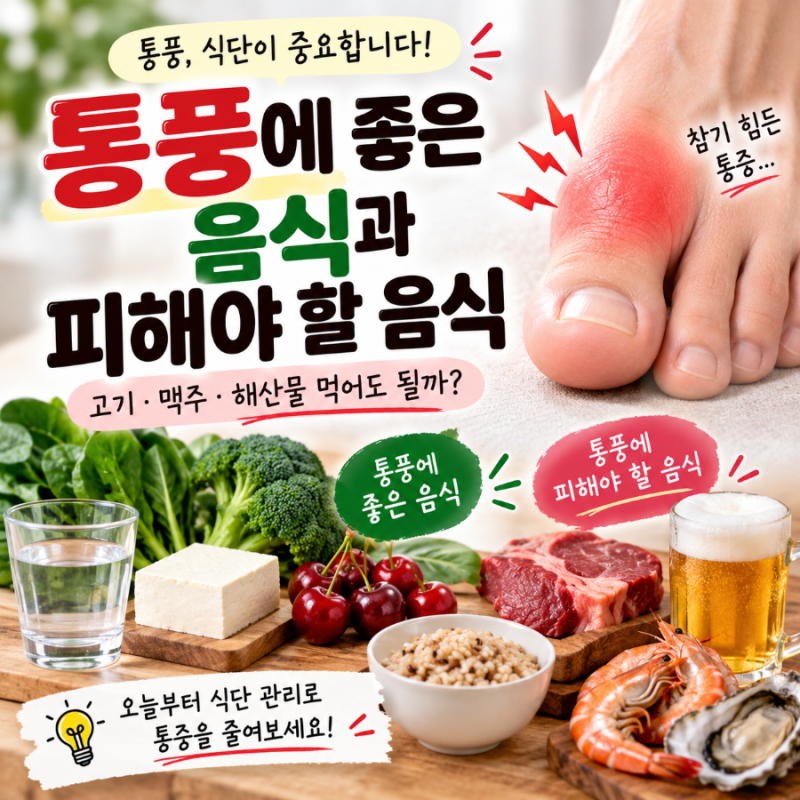 통풍에 좋은 음식과 피해야 할 음식｜고기·맥주·해산물 먹어도 될까?