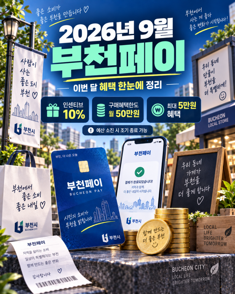 2026년 9월 부천페이 인센티브 10%｜충전한도·보유한도·사용처 정리