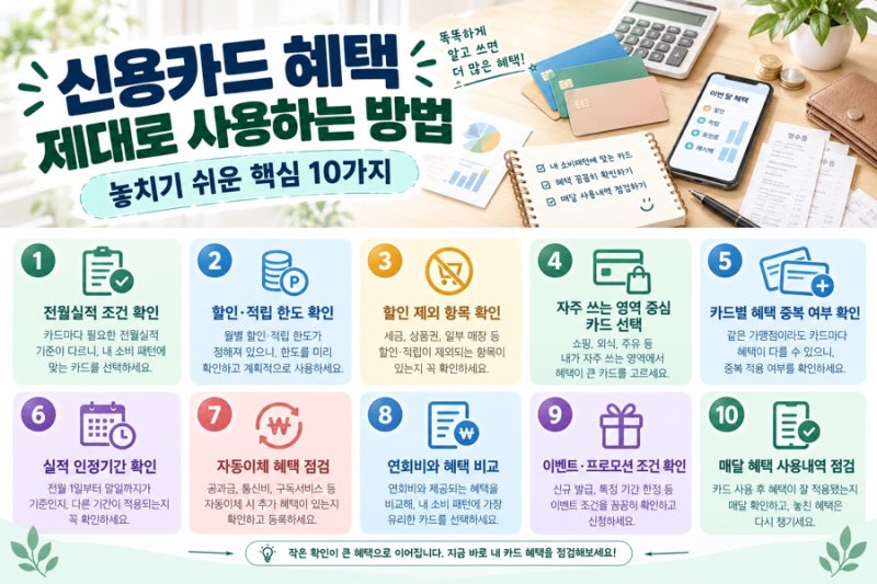 신용카드 혜택 제대로 사용하는 방법｜놓치기 쉬운 핵심 10가지