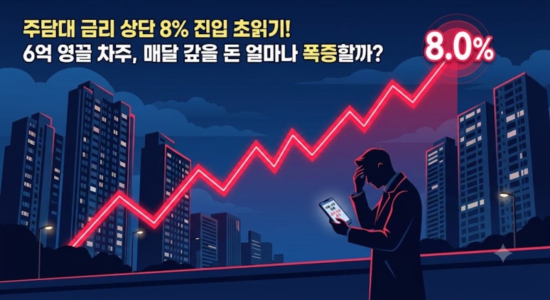 주택담보대출 금리 상단 8% 진입 초읽기, 6억 빌린 차주 월 이자 상환액 얼마나 폭증할까?