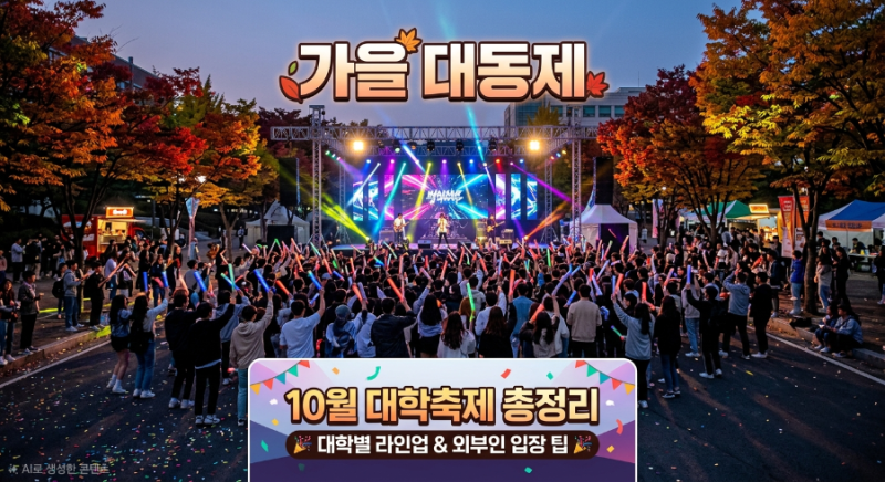 [가을 대동제] 2026 10월 대학축제 일정 & 역대급 아티스트 라인업! 외부인 입장·명당 구역 꿀....