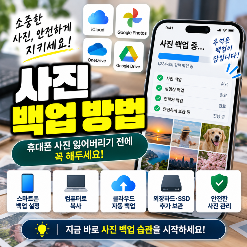 사진 백업 방법, 휴대폰 사진 잃어버리기 전에 꼭 해두세요