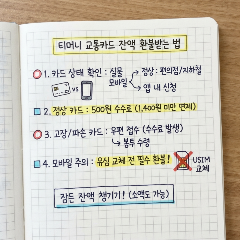서랍 속 잠든 티머니 교통카드 잔액 환불받는 현실적인 방법