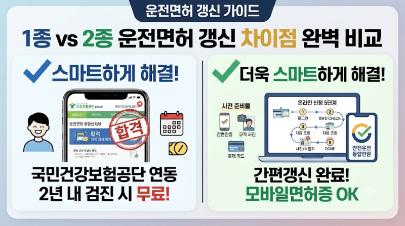 1종보통 vs 2종보통 운전면허 적성검사·갱신 차이점 및 준비물