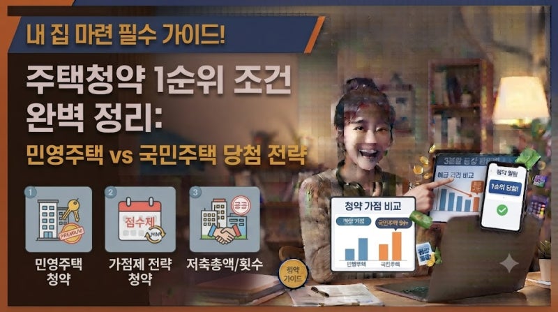 주택청약 1순위 조건 완벽정리, 민영주택 VS 국민주택 당첨 전략