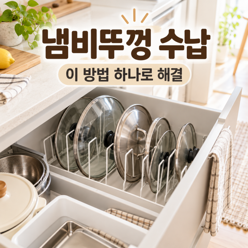 냄비뚜껑 수납 스트레스, 이 방법 하나로 해결했어요