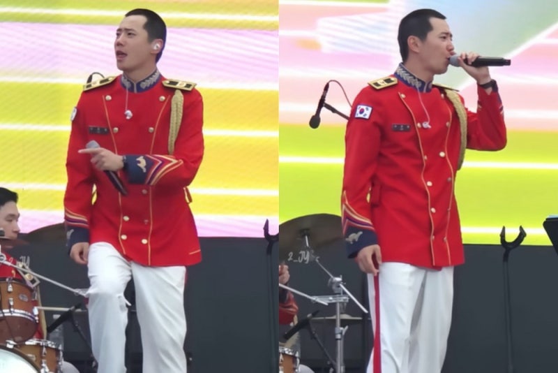 이준영, 입대 2개월 만 반전 근황, 군악대 제복 입고 무대 올라 '허니' 열창