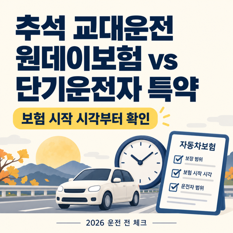 추석 교대운전 전 확인할 원데이 자동차보험·단기운전자 특약 차이