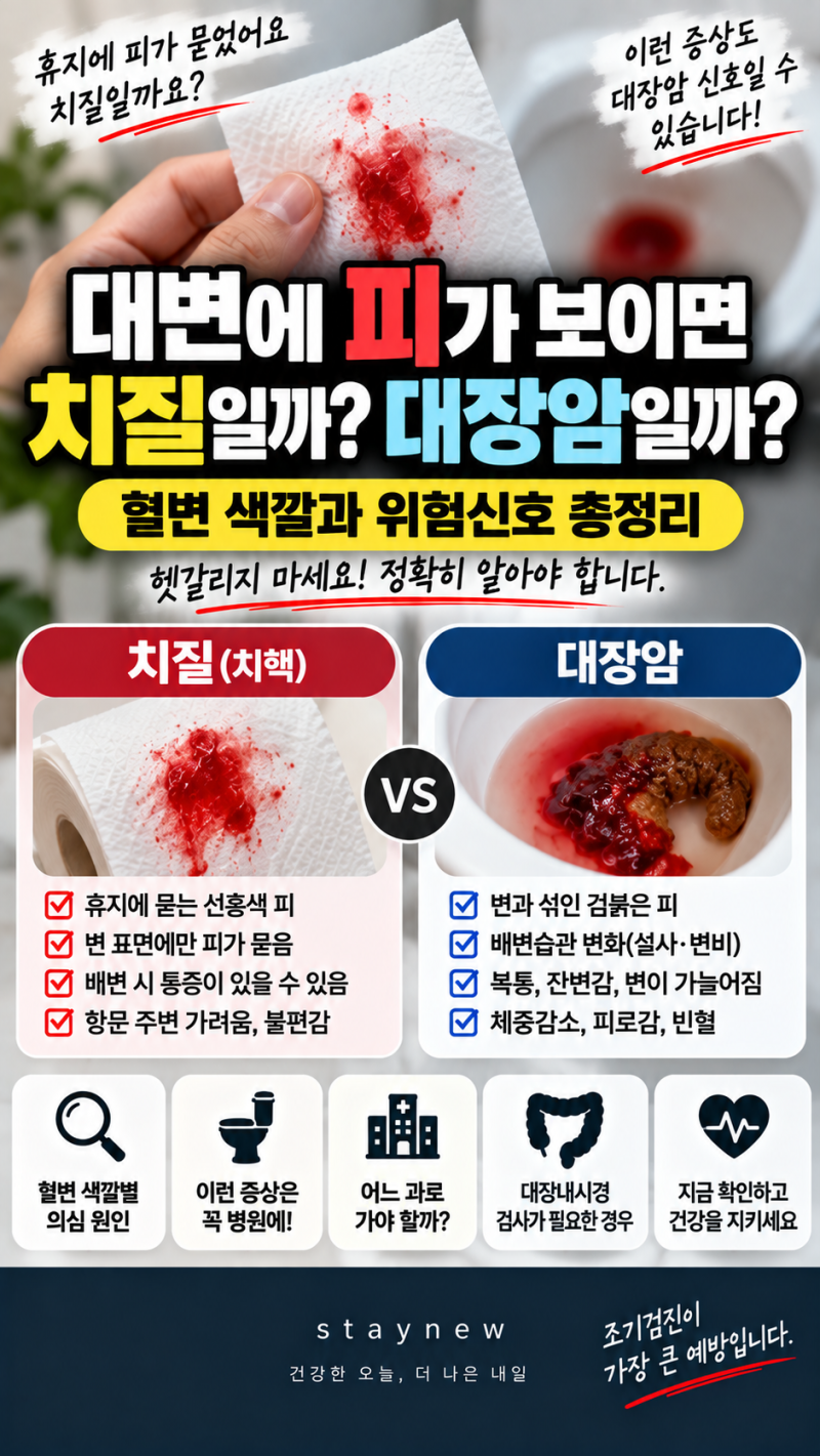 대변에 피가 보이면 치질일까 대장암일까?