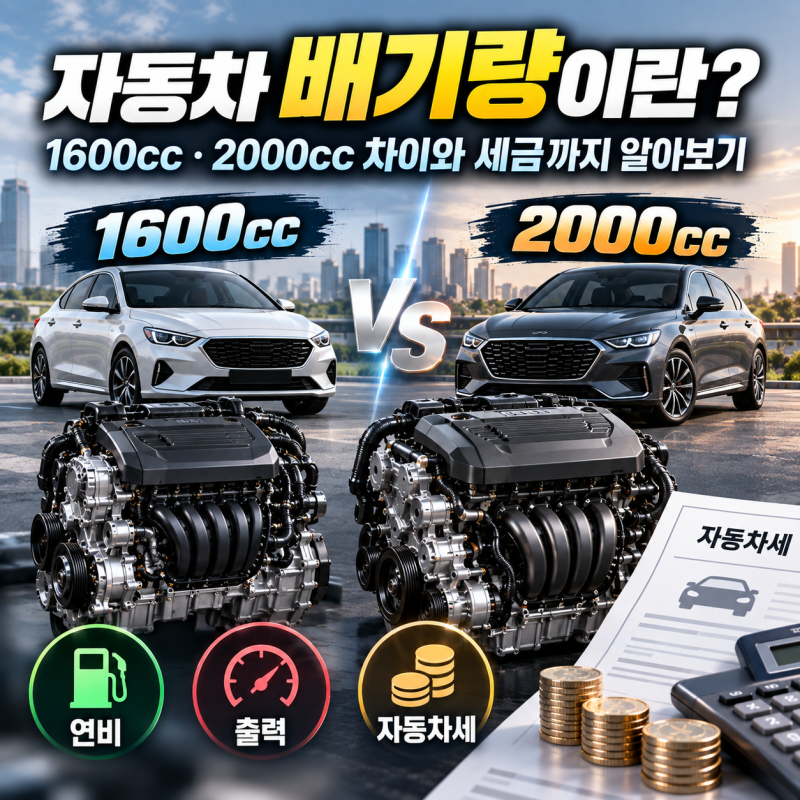 자동차 배기량이란? 1600cc·2000cc 차이와 세금 자동차세까지 알아보기