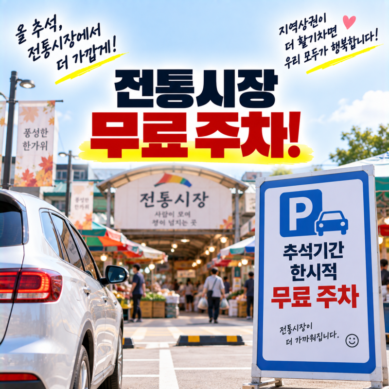 2026년 추석 전통시장 주차 고민 끝! 한시적 무료 주차 허용 시장과 이용 시간 총정리