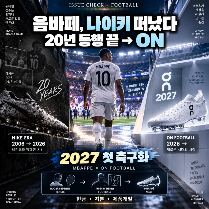 음바페가 나이키를 떠났다｜20년 동행 끝내고 ‘On’ 선택한 이유, 축구화도 2027년 나온다