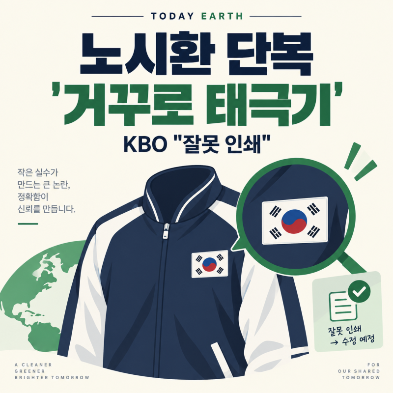 노시환 단복 ‘거꾸로 태극기’…KBO “선수 실수 아닌 제작 오류”