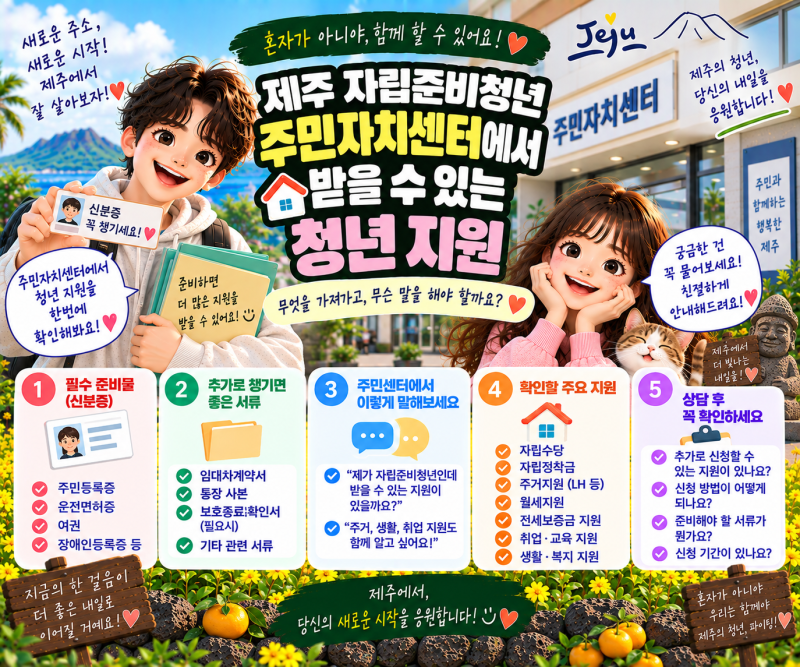 제주 자립준비청년 주민센터 상담 준비물｜무엇을 가져가고 무슨 말을 해야 할까요?
