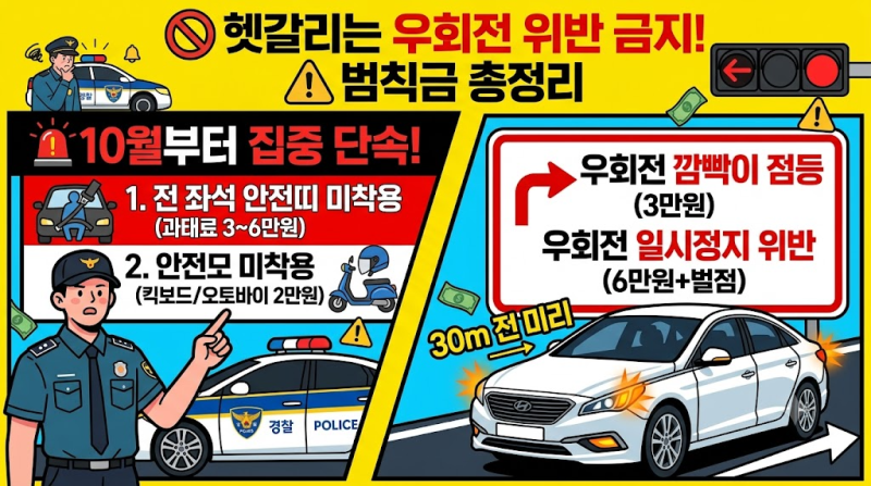 10월 교통법규 집중 단속 총정리! 깜빡이·꼬리물기 과태료 폭탄 피하는 법 (벌점 주의)