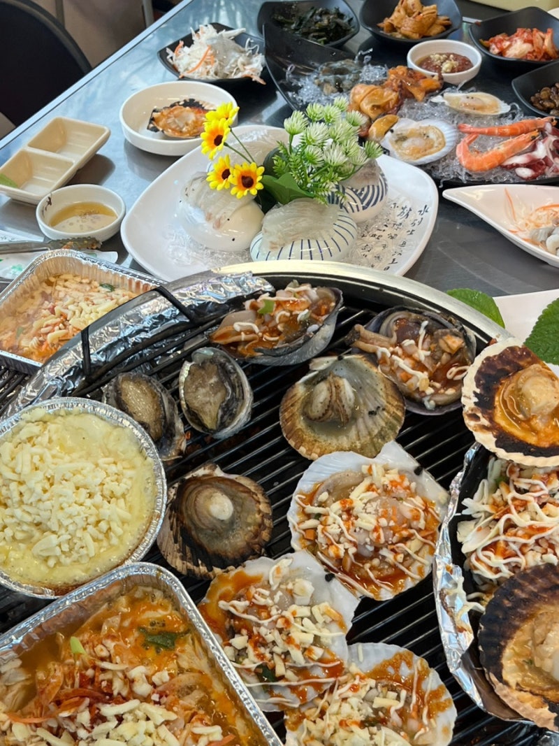 인천 영종도 구읍뱃터조개구이 맛집 황금물고기 | 영종도 애견동반 맛집