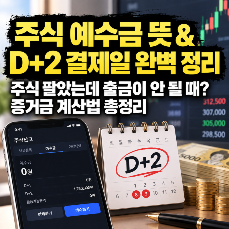주식 예수금 뜻부터 증거금과 주식 D+2 결제일 완벽 정리