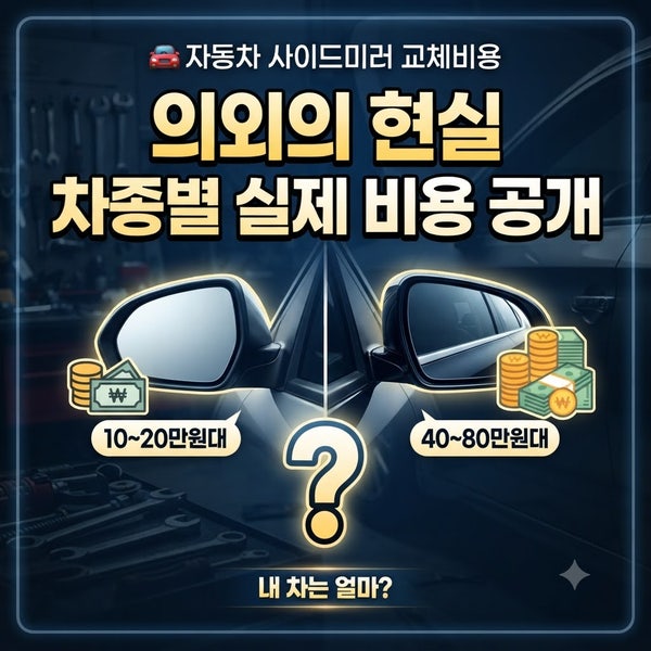 자동차 사이드미러 교체비용 의외의 현실｜차종별 실제 비용 공개