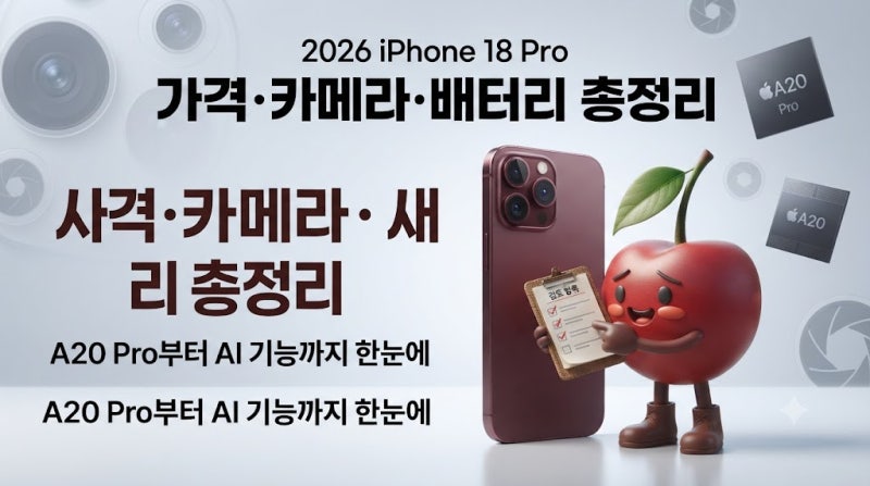 iPhone 18 Pro 총정리｜가격·카메라·배터리·A20 Pro·AI 기능까지