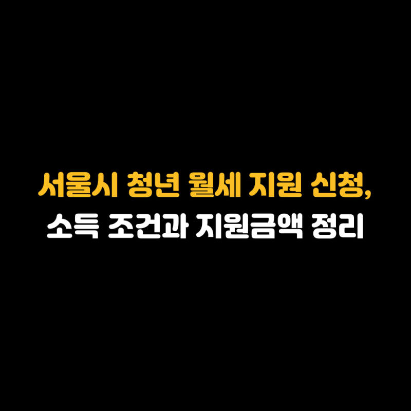 서울시 청년 월세 지원 신청, 소득 조건과 지원금액 정리