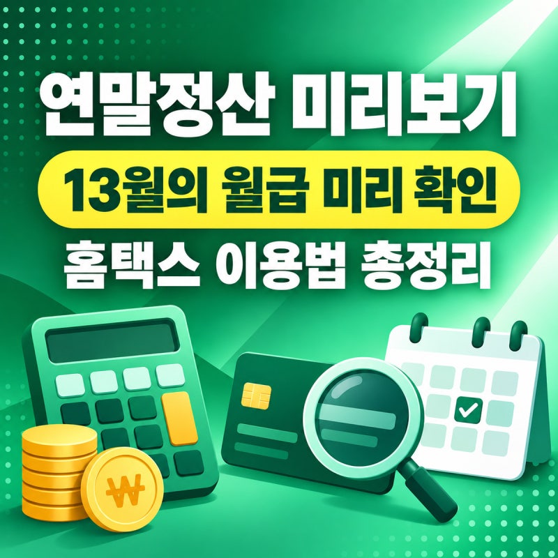 홈택스 연말정산 미리보기 이용법 2026 | 11월 개통·신용카드 공제 계산·절세 팁 총정리
