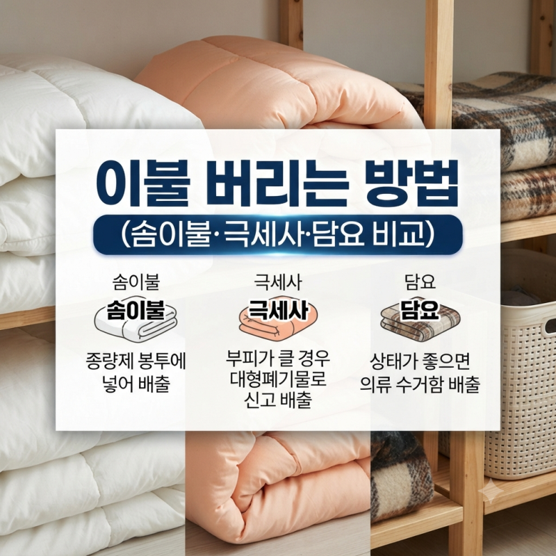 이불 버리는 법｜솜이불·극세사·담요 종류별 배출 방법