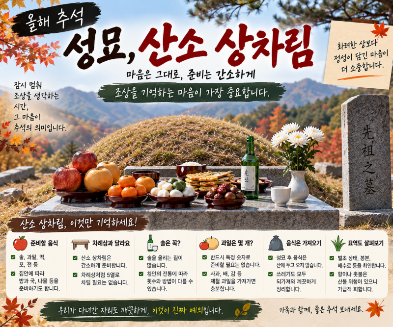 추석 성묘 산소 상차림, 무엇을 준비하고 어떻게 차려야 할까?