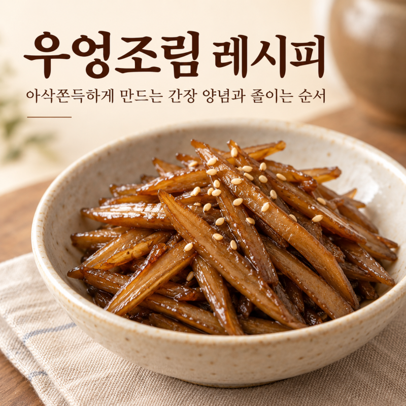 우엉조림 레시피, 아삭쫀득하게 만드는 간장 양념과 졸이는 순서