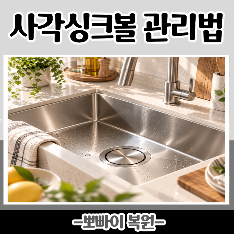 사각싱크볼 물때 녹 방지법 주방 관리 실생활 꿀팁