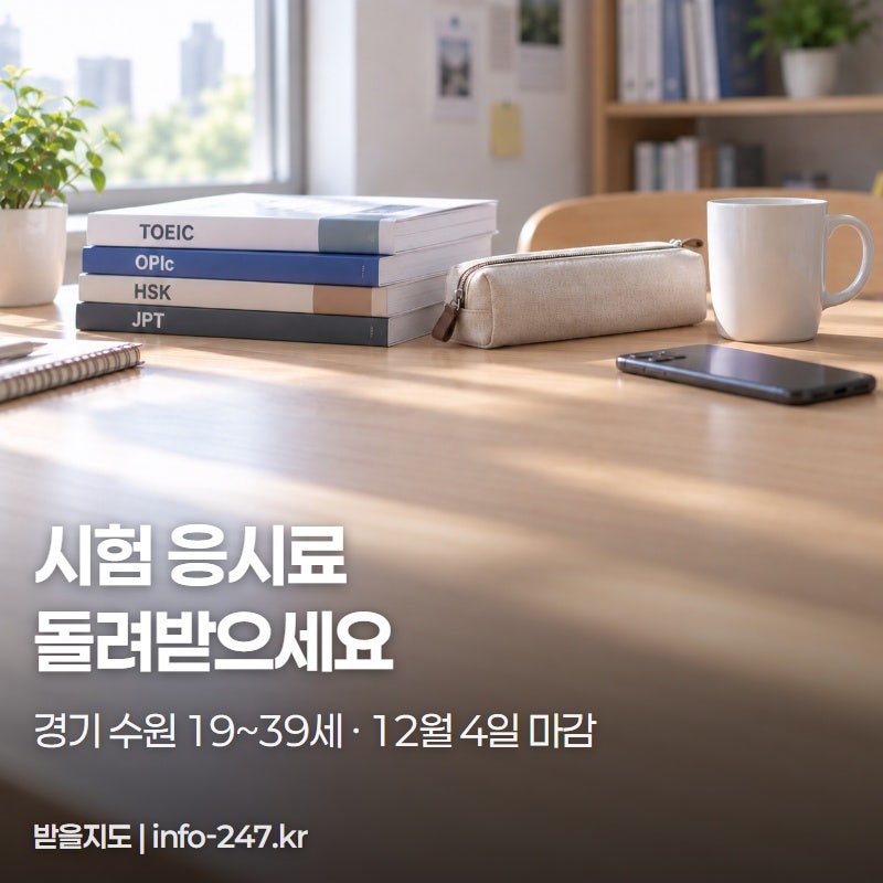 경기 수원 청년 응시료 지원, 12월 4일 마감입니다