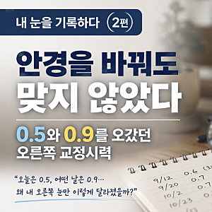 《내 눈을 기록하다》 2편｜안경을 바꿔도 맞지 않았다, 0.5와 0.9를 오갔던 오른쪽 교정시력