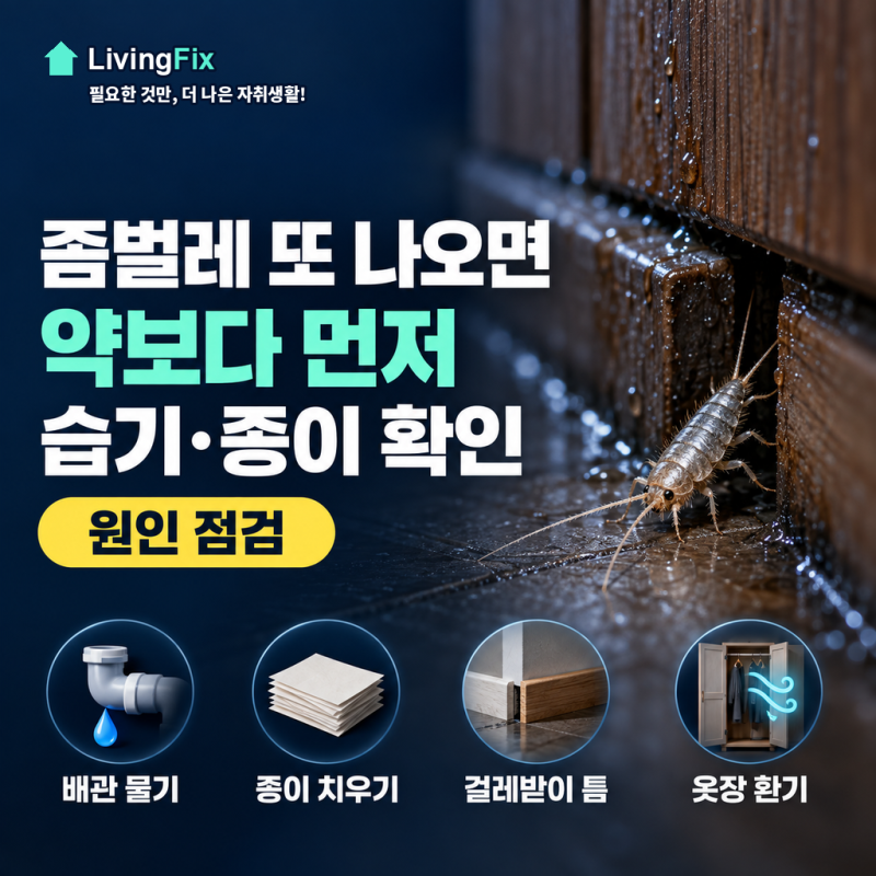 좀벌레 퇴치, 약 전에 습기 원인부터 찾으세요