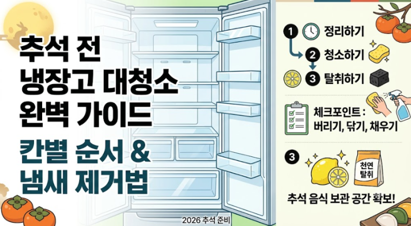 추석 전 냉장고 대청소 어디서부터 시작하나요? 칸별 순서와 냄새 제거법