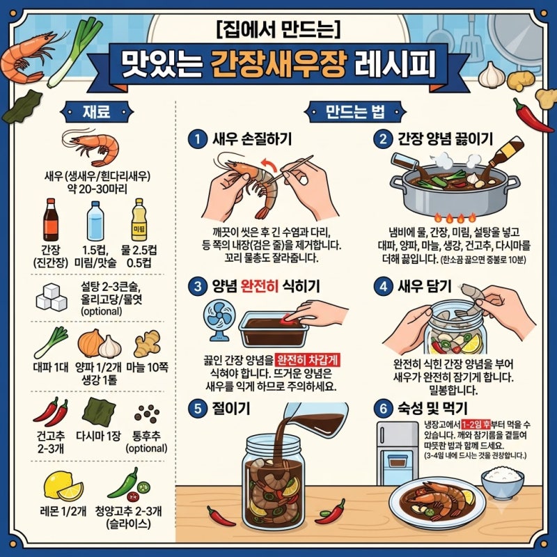 간장새우장 만들기 레시피 짜지 않고 감칠맛 나는 간장새우장 만드는 법