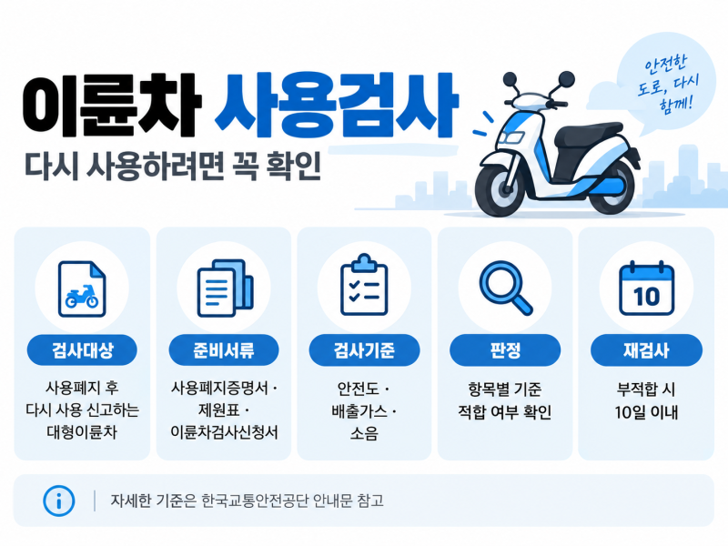 250cc초과 오토바이 폐지 후 재등록 필수! '사용검사' 총정리