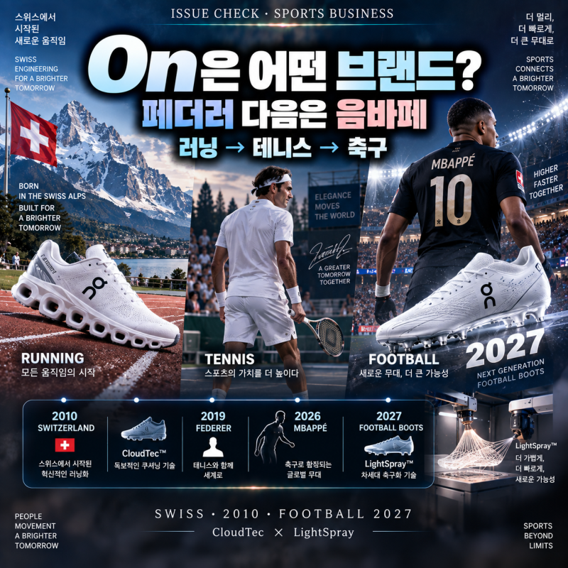 On은 어떤 브랜드? 로저 페더러가 투자한 러닝화 회사가 음바페와 축구에 뛰어든 이유