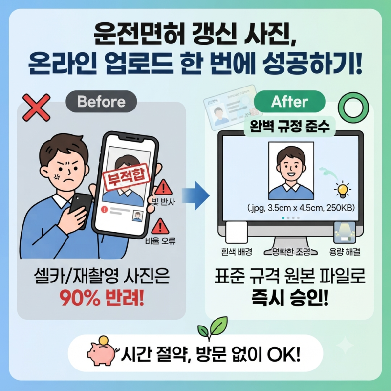 갱신용 규격 사진 규정과 온라인 업로드 오류 대처법