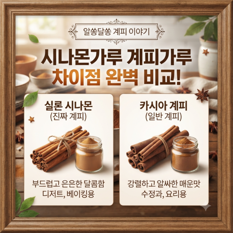 시나몬가루 계피가루 차이점 완벽 비교! 알고 먹어야 하는 핵심 포인트와 효능 총정리